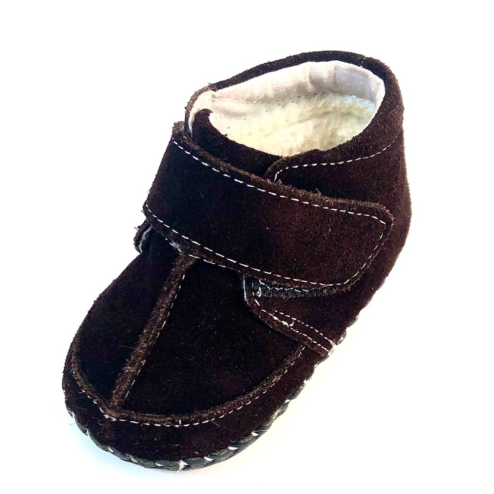 Omn Infant Brown Suede/ Fur Lined Moccasin 3-6 Months